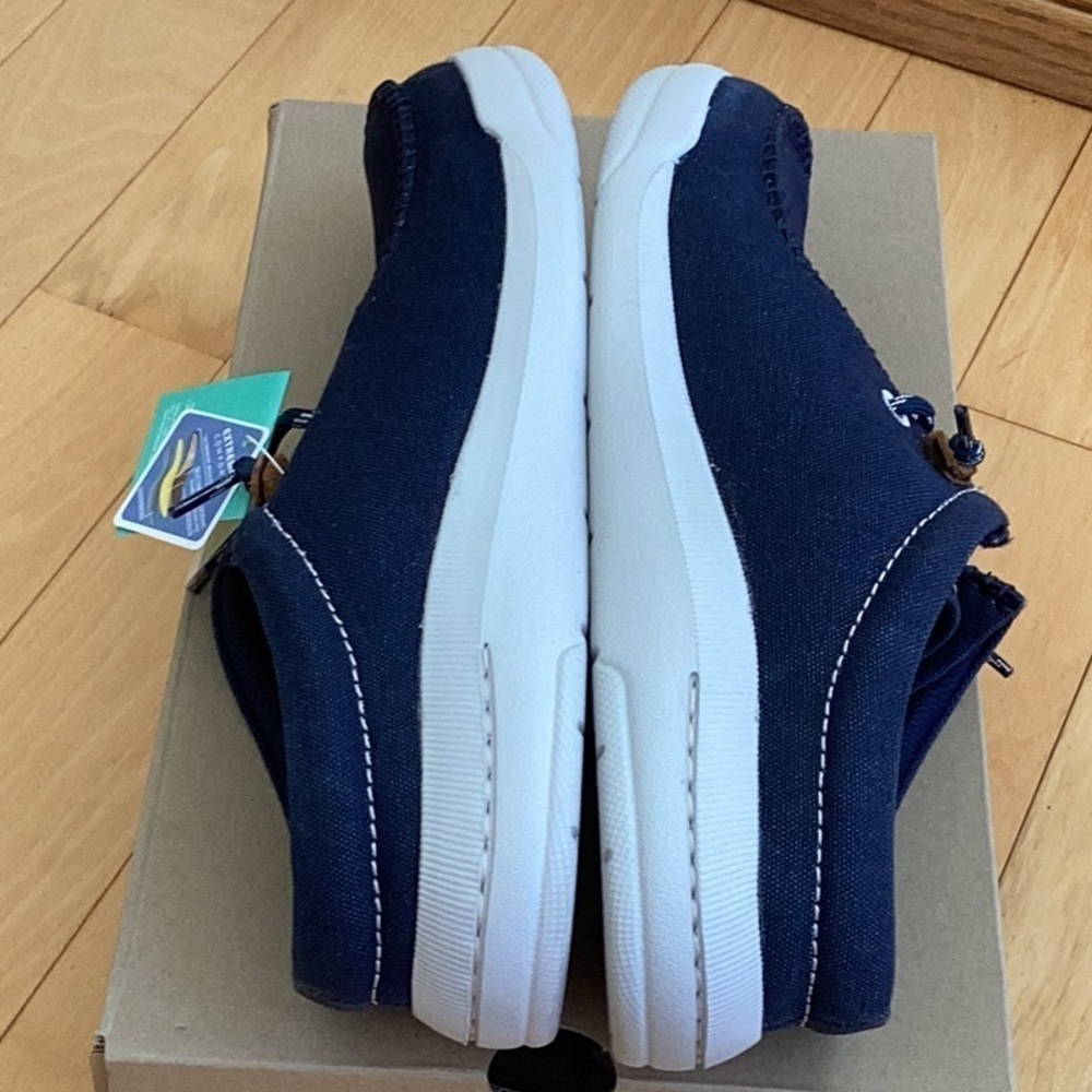 Clarks Driftlite Surf navy blue canvas slip on shoes, men’s size 10 - Picture 6 of 16